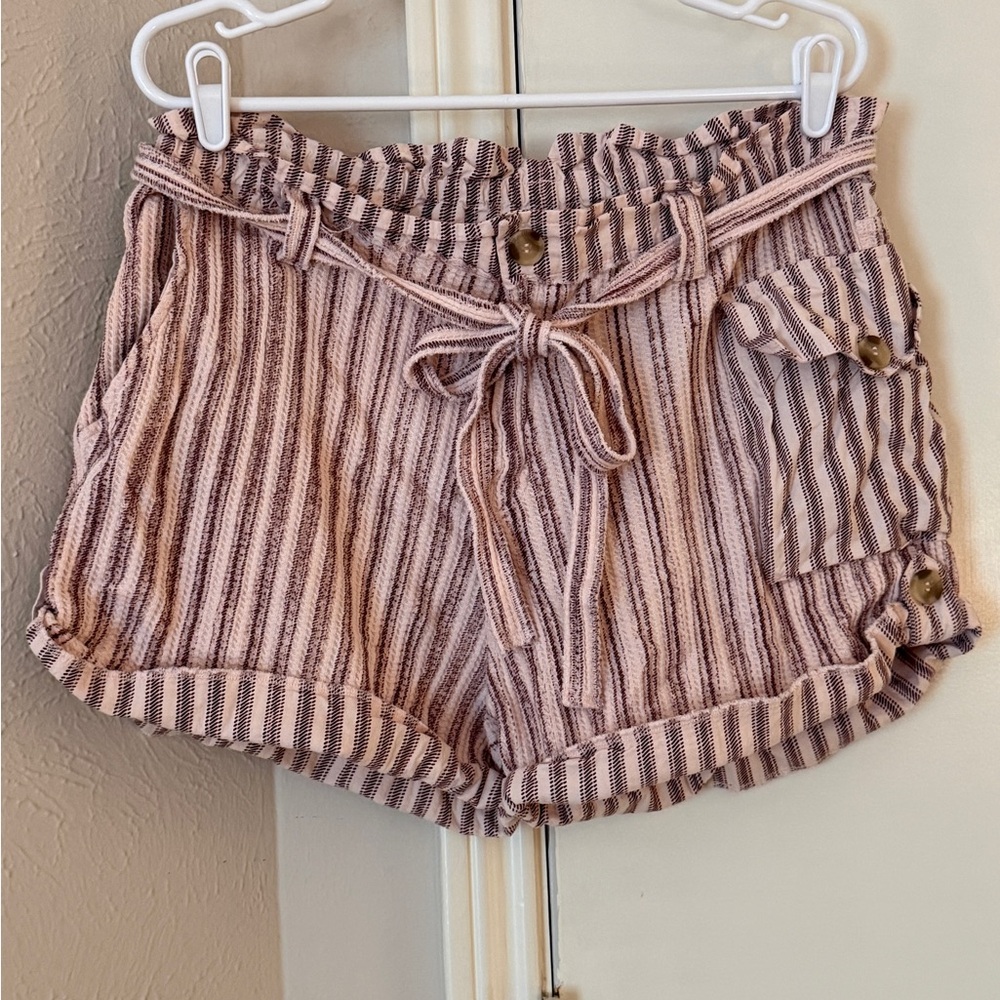 Free People FP One Harriet Striped Shorts in Mauve Combo